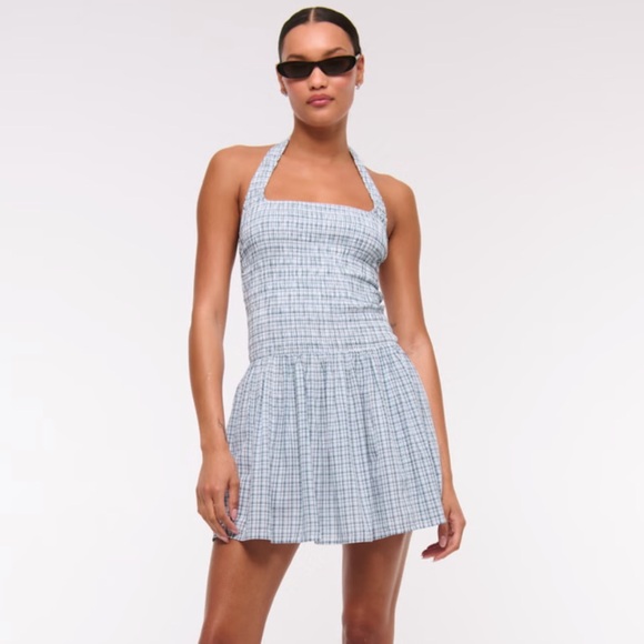 Drop-Waist Smocked Mini Dress - Picture 1 of 8